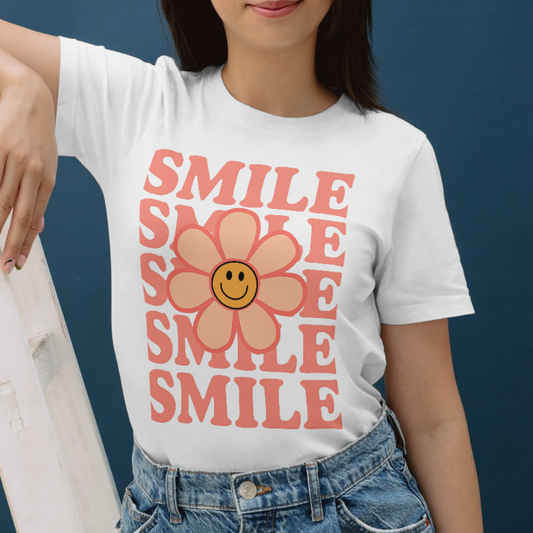 Smiley Flower Women's Classic T-Shirt - White