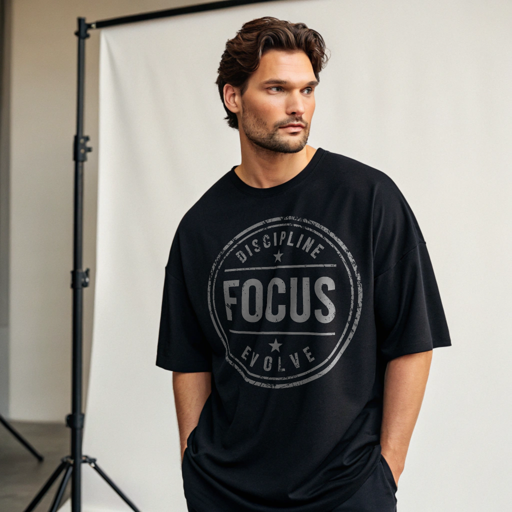 DISCIPLINE FOCUS EVOLVE Black Unisex Oversized Classic T-Shirt