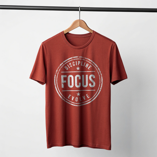 DISCIPLINE FOCUS EVOLVE Unisex Classic Crew T-Shirt - Brick Red