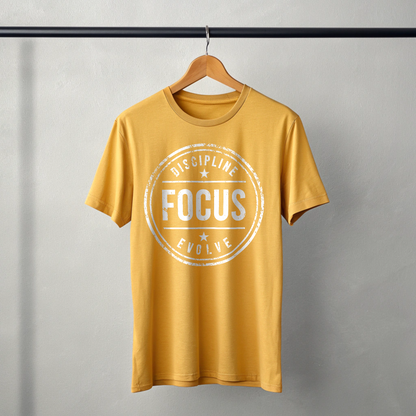 DISCIPLINE FOCUS EVOLVE Unisex Classic Crew T-Shirt - Mustard Yellow