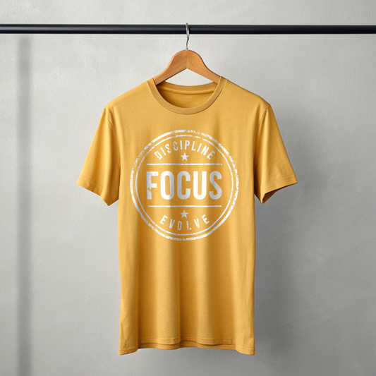 DISCIPLINE FOCUS EVOLVE Unisex Classic Crew T-Shirt - Mustard Yellow